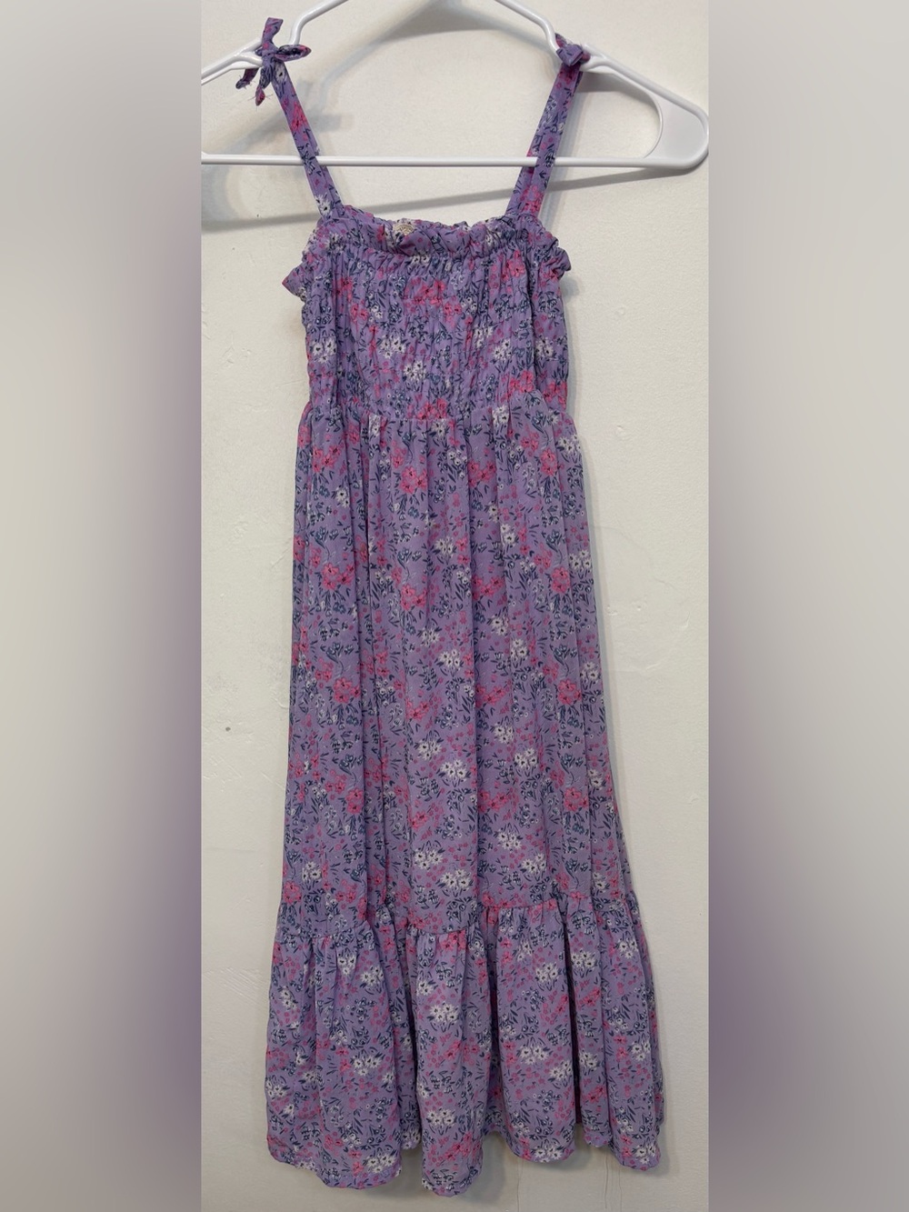Btween Pink & Purple Floral Print Vintage Style Maxi Sundress Kid Girls Size 7